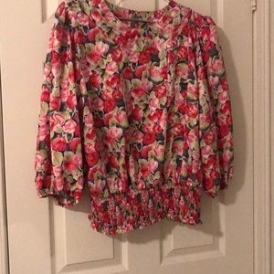 Vintage 1980’s Susan Freis Tudor tulips print blouse top